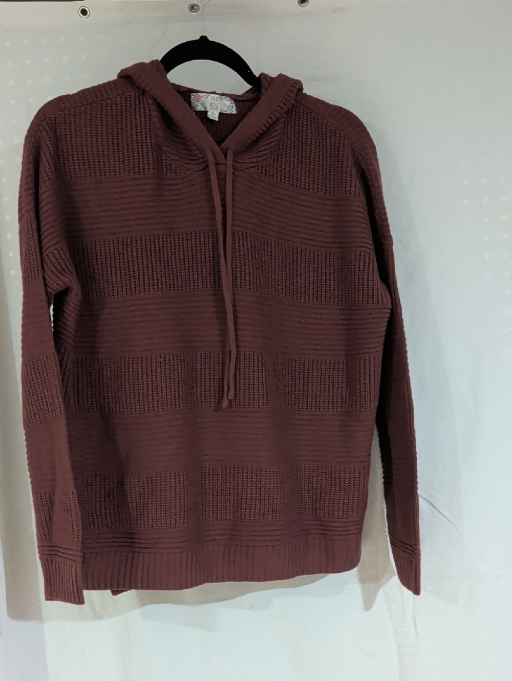 Pink Rose Women's Crewneck Hooded Sweater in Deep Mauve